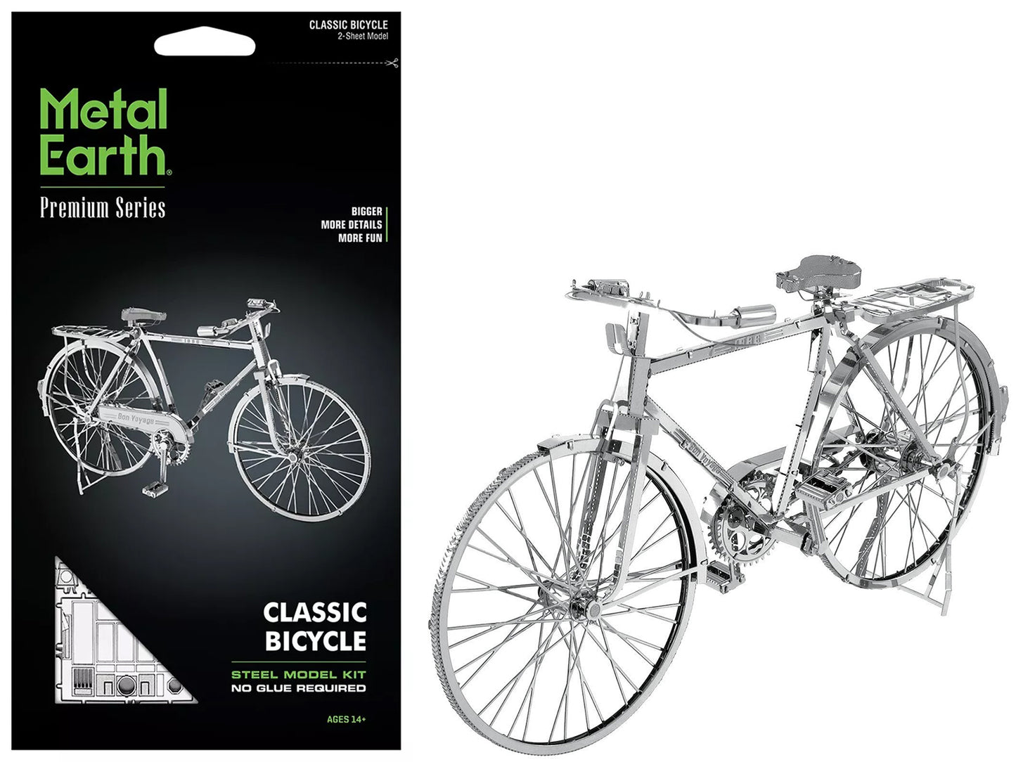 Model Kit Classic Bicycle "Bon Voyage" (Challenging Difficulty) Steel Model by Metal Earth