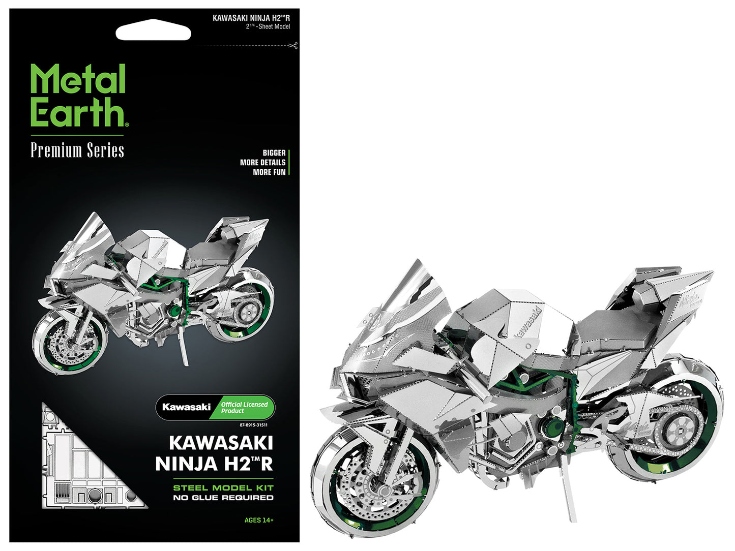 Model Kit Kawasaki Ninja H2R Motorcycle (Expert Difficulty) Steel Model by Metal Earth