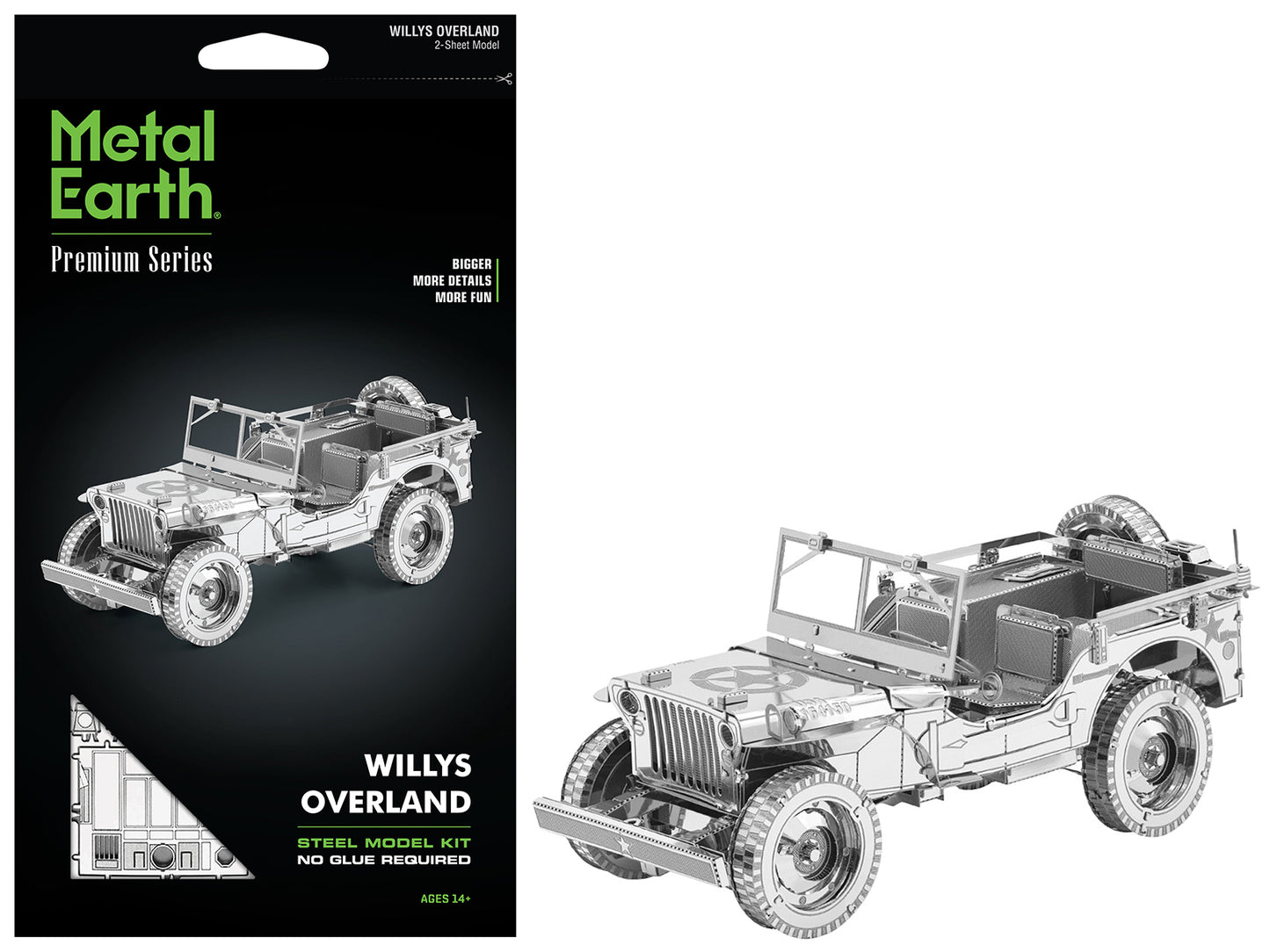 Model Kit Willys Overland Jeep (Challenging Difficulty) Steel Model by Metal Earth