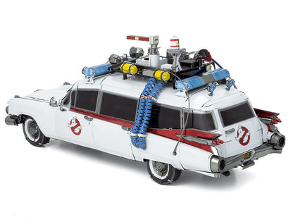 Model Kit Ecto-1 Car White "Ghostbusters" (1984) Movie (Challenging Difficulty) Steel Model by Metal Earth