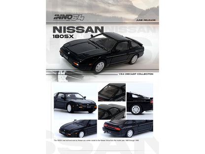 Nissan 180SX RHD (Right Hand Drive) Black 1/64 Diecast Model Car by Inno Models