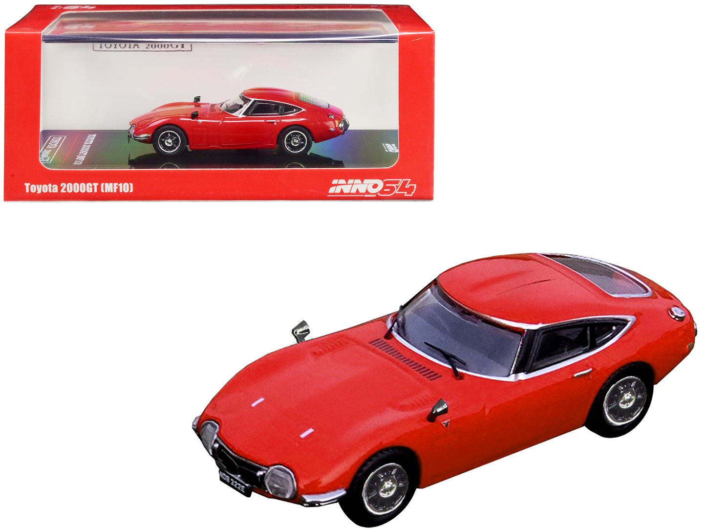 Toyota 2000GT (MF10) RHD (Right Hand Drive) Solar Red 1/64 Diecast Model Car by Inno Models