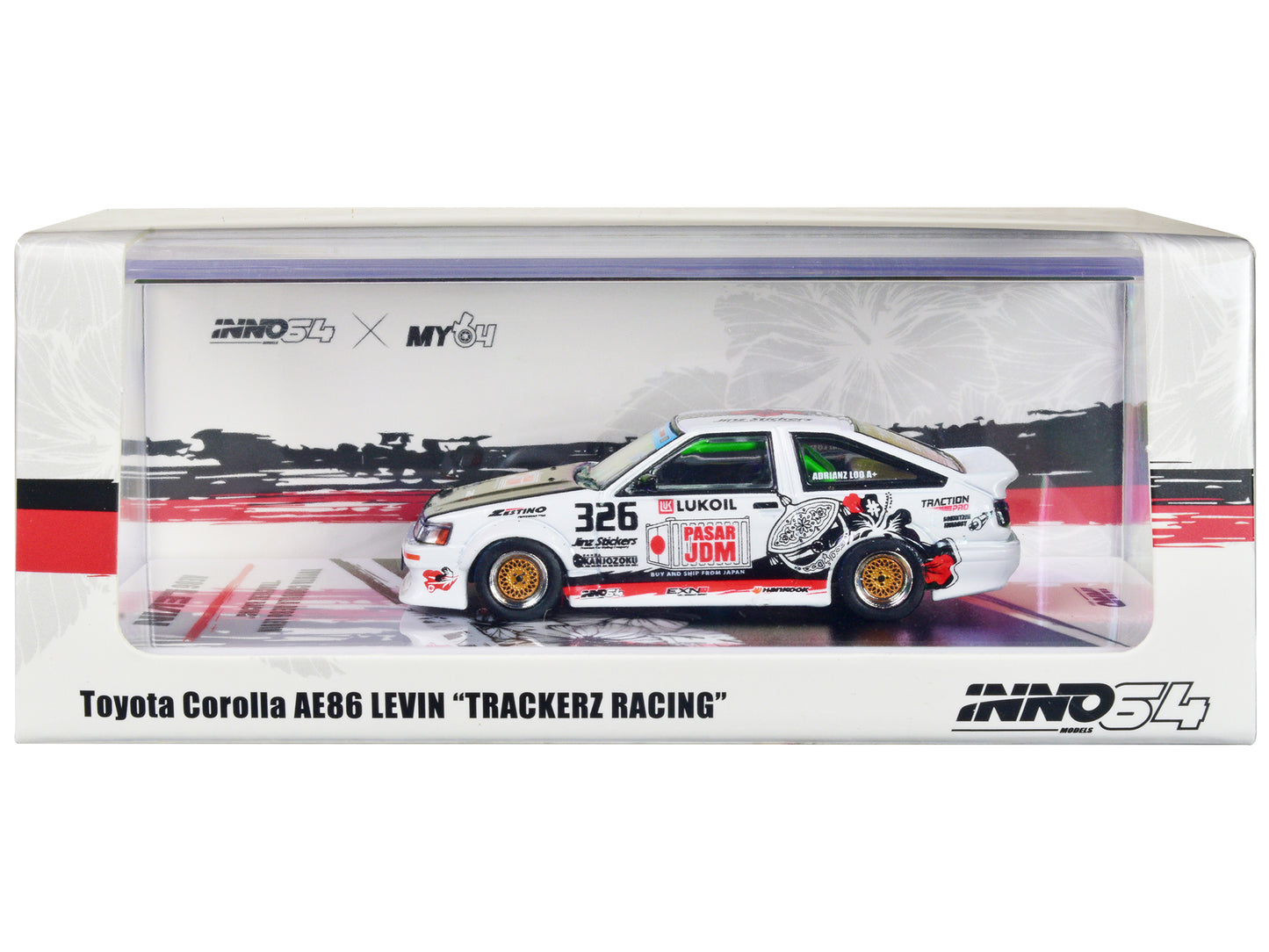 Toyota Corolla AE86 Levin RHD (Right Hand Drive) #326 "Trackerz Racing" 1/64 Diecast Model Car by Inno Models