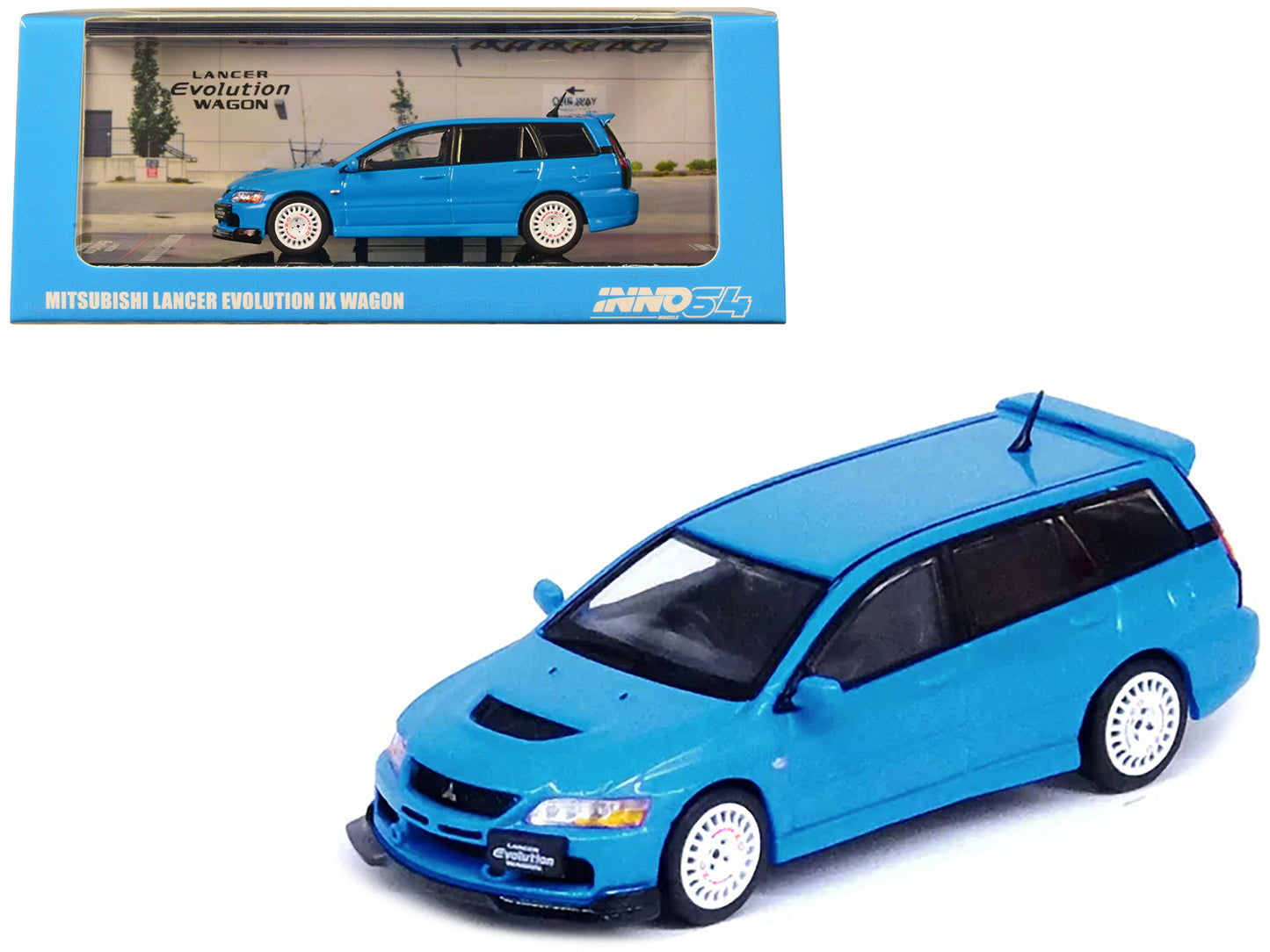 Mitsubishi Lancer Evolution IX Wagon RHD (Right Hand Drive) Blue 1/64 Diecast Model Car by Inno Models