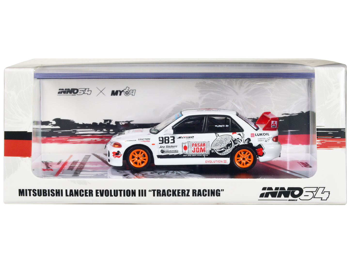 Mitsubishi Lancer Evolution III RHD (Right Hand Drive) #983 "Trackerz Racing" 1/64 Diecast Model Car by Inno Models