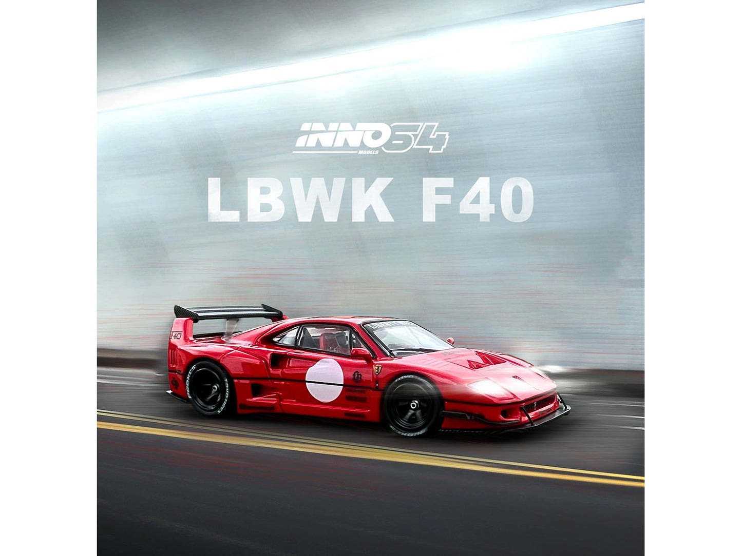 LBWK (Liberty Walk) F40 Red with Graphics 1/64 Diecast Model Car by Inno Models