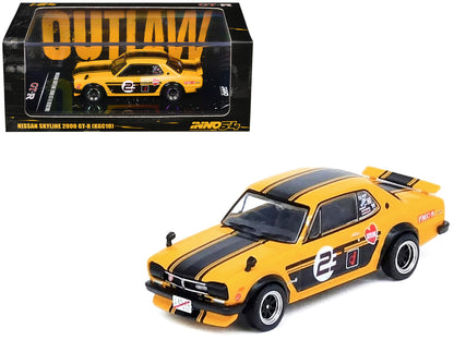 Nissan Skyline 2000 GT-R (KPGC10) RHD (Right Hand Drive) #23 Yellow with Black Stripes "Outlaw" 1/64 Diecast Model Car by Inno Models