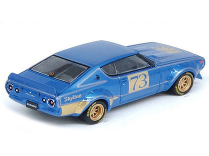 Nissan Skyline 2000 GT-R (KPGC110) RHD (Right Hand Drive) #73 Blue Metallic "Racing Concept" 1/64 Diecast Model Car by Inno Models