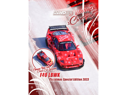 LBWK (Liberty Walk) F40 Red with Graphics "Christmas 2023 Special Edition" 1/64 Diecast Model Car by Inno Models