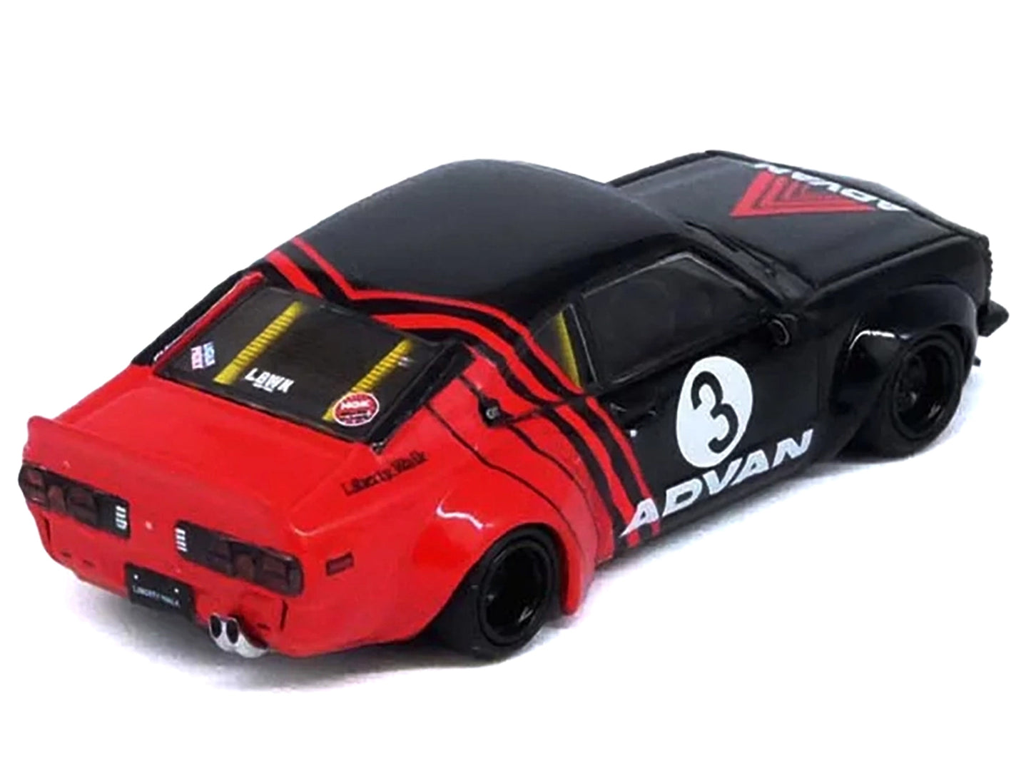 Mazda RX-3 Liberty Walk RHD (Right Hand Drive) #3 "ADVAN" Red and Black 1/64 Diecast Model Car by Inno Models