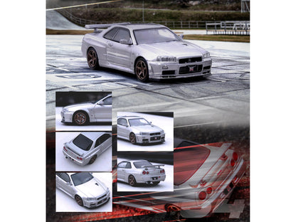 Nissan Skyline GT-R (R34) V-SPEC II RHD (Right Hand Drive) Silver Metallic 1/64 Diecast Model Car by Inno Models