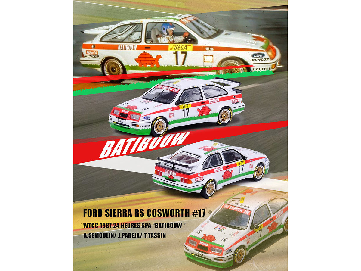 Ford Sierra RS500 Cosworth RHD (Right Hand Drive) #17 Alain Semoulin - Jesus Pareja - Thierry Tassin "BATIBOUW" WTCC World Touring Car Championship Spa 24 Hours (1987) 1/64 Diecast Model Car by Inno Models