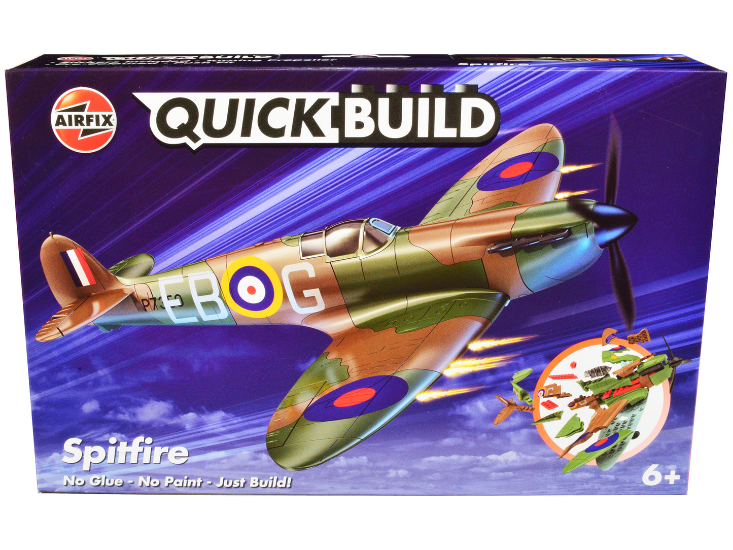 Skill 1 Model Kit Spitfire Snap Together Painted Plastic Model Airplane Kit by Airfix Quickbuild