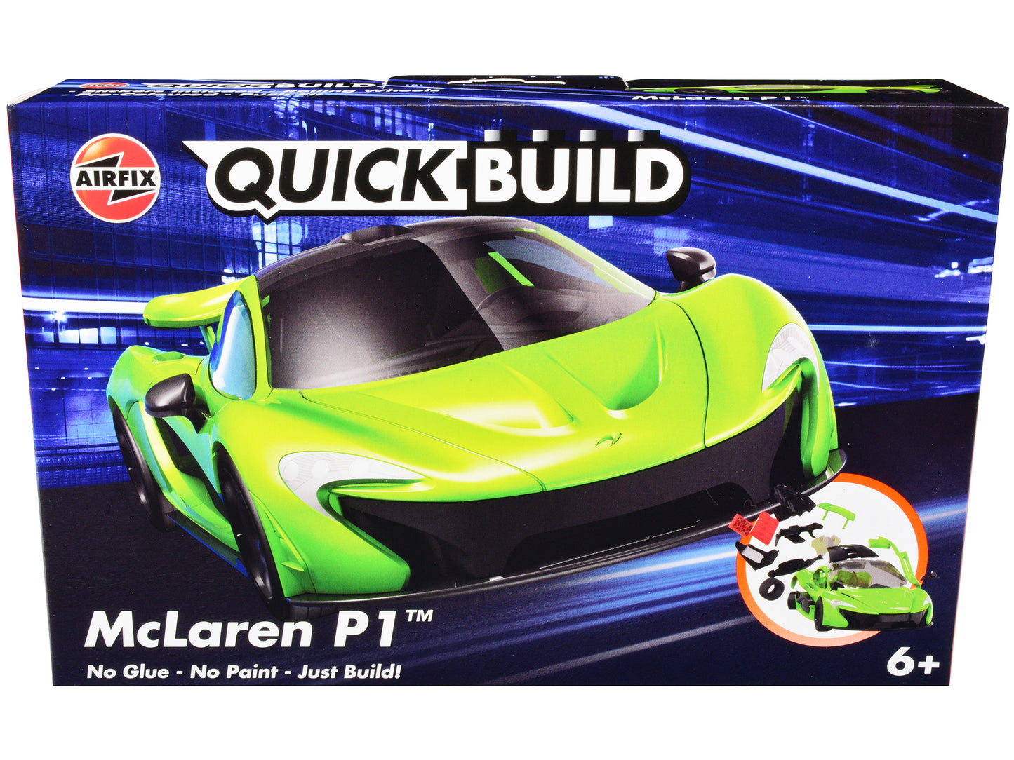 Skill 1 Model Kit Mclaren P1 Green Snap Together Model by Airfix Quickbuild