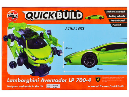 Skill 1 Model Kit Lamborghini Aventador LP 700-4 Green Snap Together Painted Plastic Model Car Kit by Airfix Quickbuild