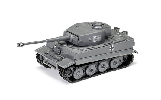 Skill 1 Model Kit Tiger I Tank "German Army" Snap Together Painted Plastic Model Tank Kit 1/35 Scale by Airfix Quickbuild