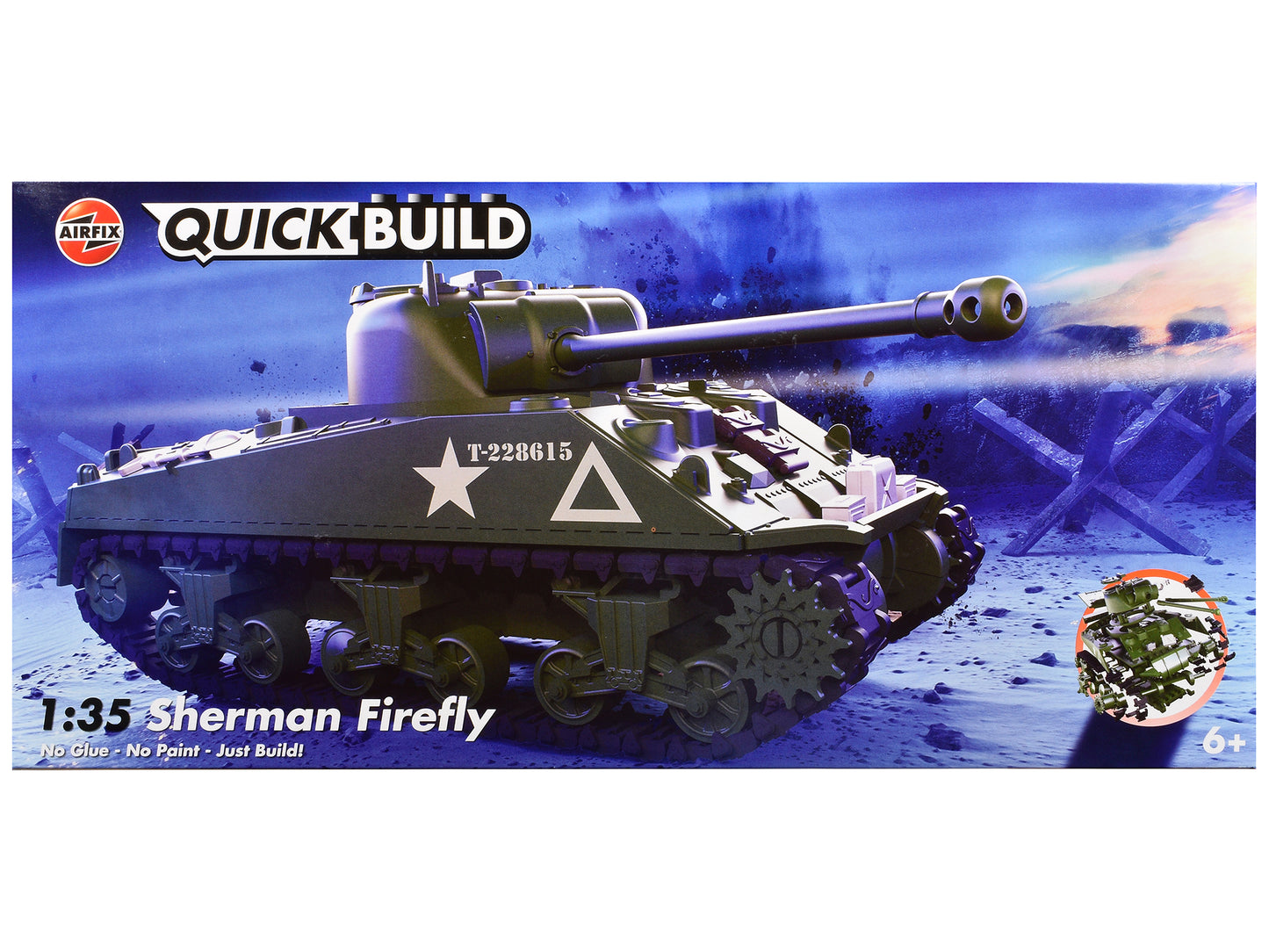 Skill 1 Model Kit Sherman Firefly Tank "British Army" Snap Together Painted Plastic Model Tank Kit 1/35 Scale by Airfix Quickbuild