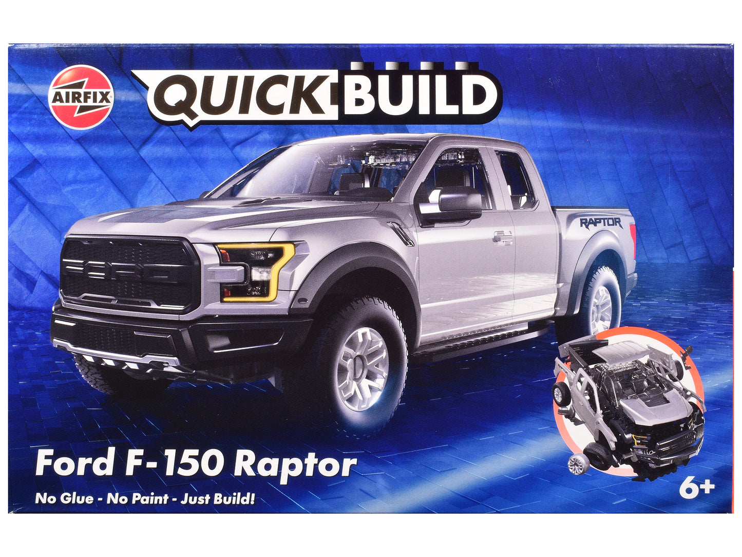 Skill 1 Model Kit Ford F-150 Raptor Pickup Truck Gray Snap Together Snap Together Painted Plastic Model Car Kit by Airfix Quickbuild