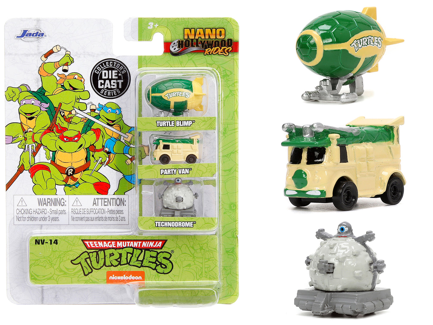 "Teenage Mutant Ninja Turtles" 3 piece Set "Nickelodeon" "Nano Hollywood Rides" Series Diecast Model Cars by Jada