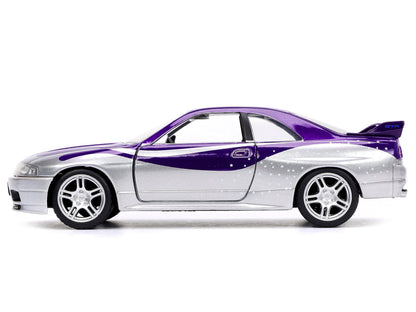 1995 Nissan Skyline GT-R (BCNR33) Purple and Silver Metallic "Fast & Furious" Series 1/32 Diecast Model Car by Jada