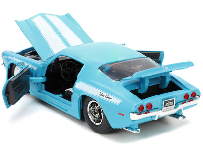 1971 Chevrolet Camaro Z/28 Light Blue with White Stripes "Bigtime Muscle" Series 1/24 Diecast Model Car by Jada