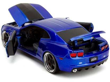 2010 Chevrolet Camaro Candy Blue with Black Hood "Bigtime Muscle" Series 1/24 Diecast Model Car by Jada