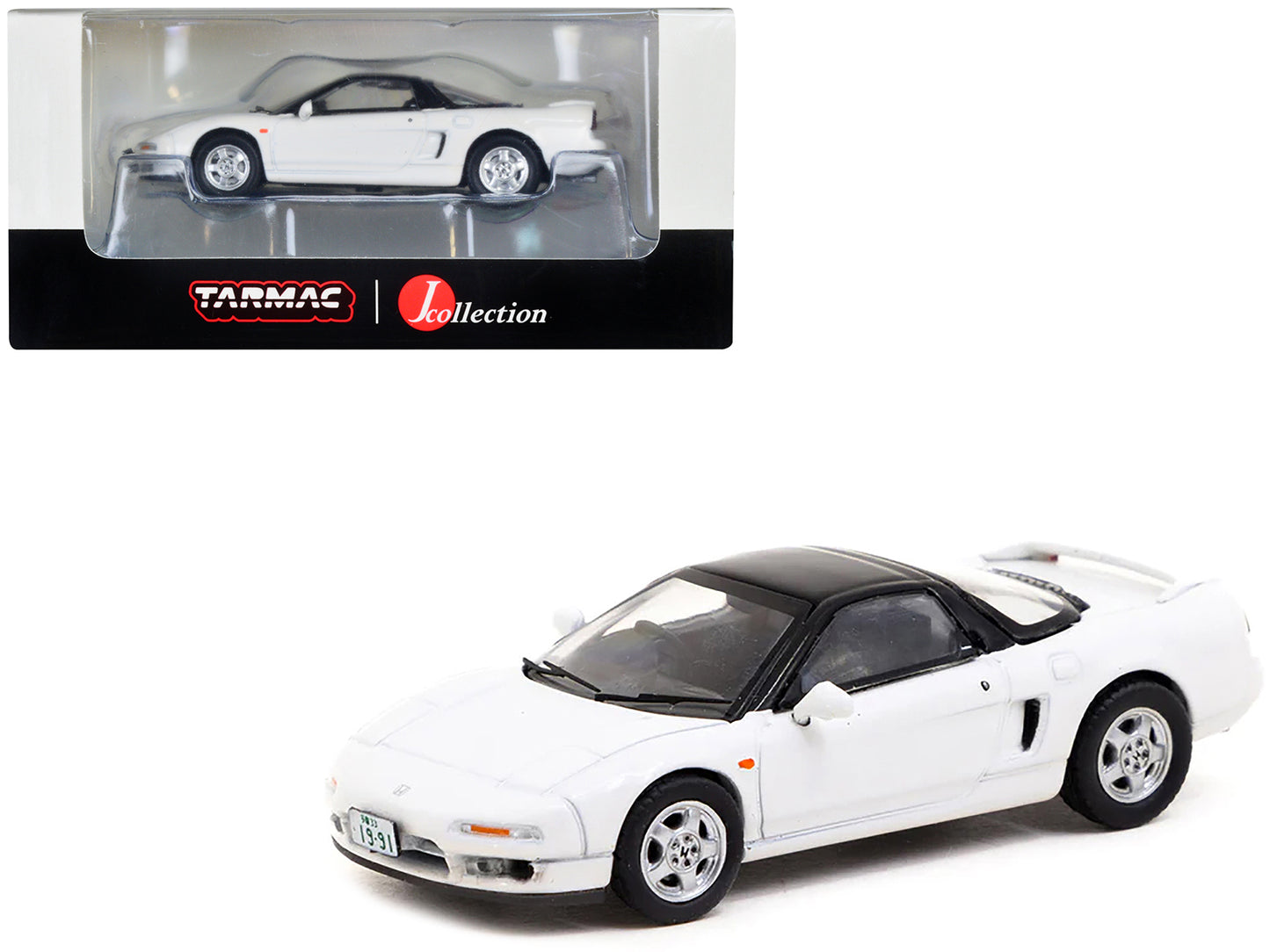 Honda NSX (NA1) RHD (Right Hand Drive) White with Black Top "J Collection" Series 1/64 Diecast Model by Tarmac Works