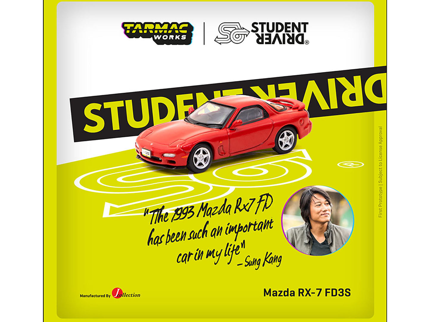 Mazda RX-7 FD3S RHD (Right Hand Drive) Red "Student Driver" "J Collection" Series 1/64 Diecast Model by Tarmac Works