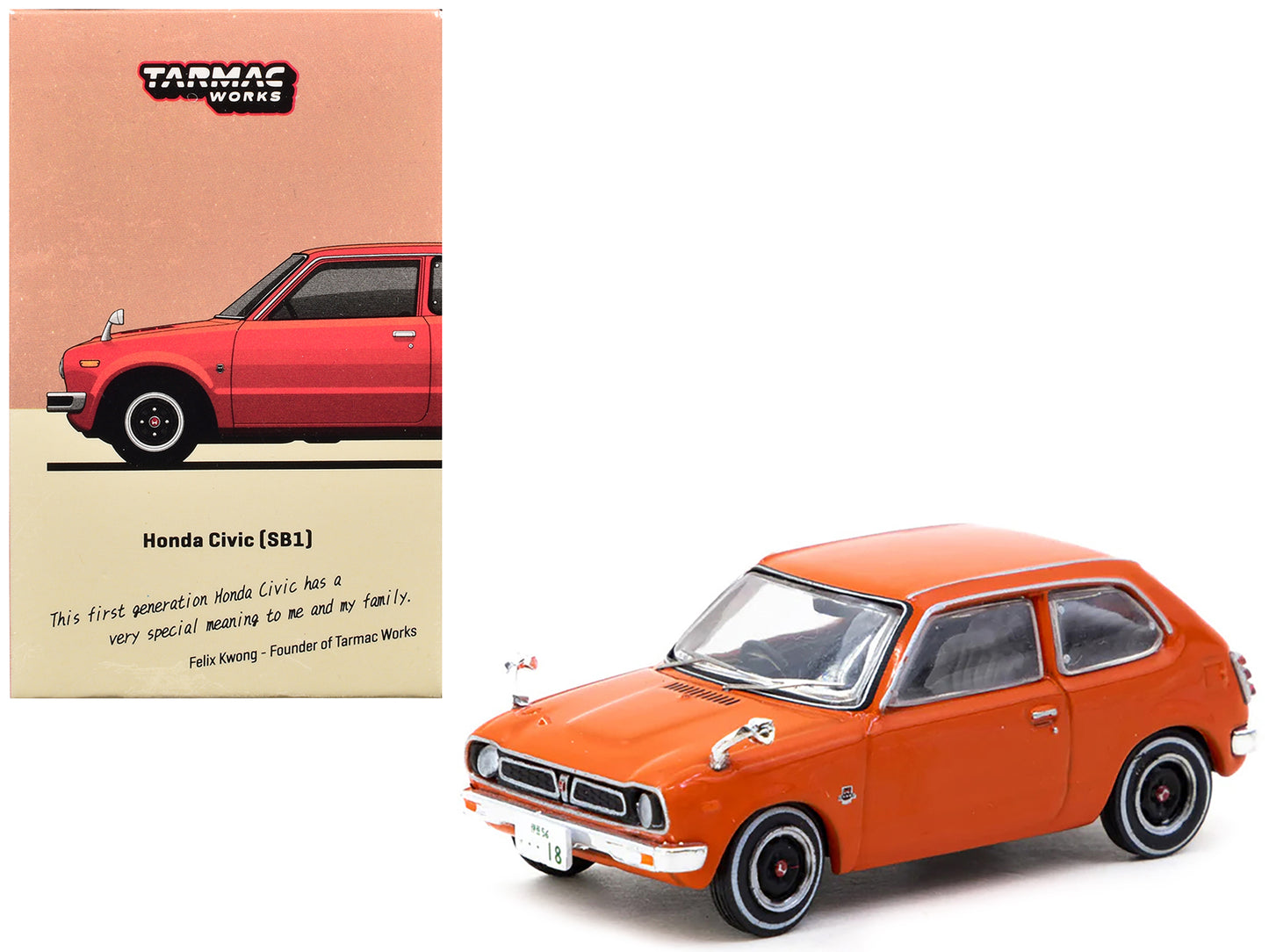 Honda Civic (SB1) RHD (Right Hand Drive) Orange "J Collection" Series 1/64 Diecast Model by Tarmac Works