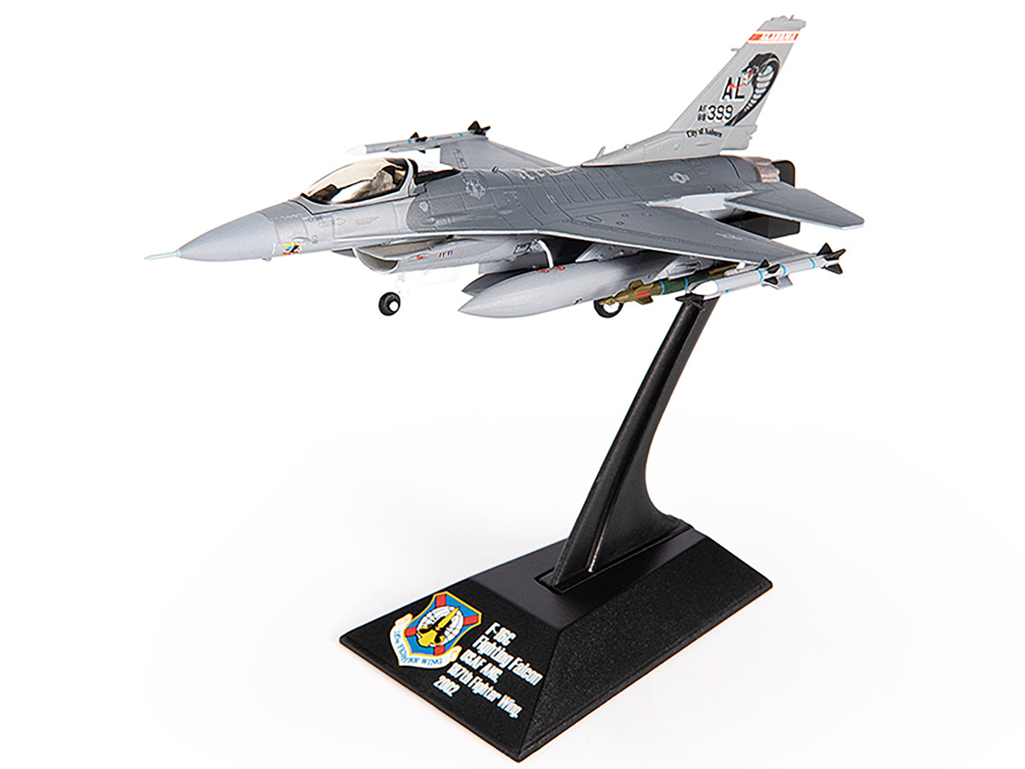 Lockheed F-16C Fighting Falcon Fighter Aircraft "100th Fighter Squadron 187th Fighter Wing Alabama Air National Guard" (2002) United States Air Force 1/144 Diecast Model by JC Wings