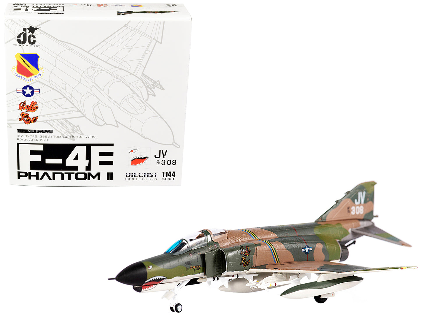 McDonnell Douglas F-4E Phantom II War Plane "USAF 469th TFS 388th Tactical Fighter Wing Karat AFB" (1970) 1/144 Diecast Model by JC Wings