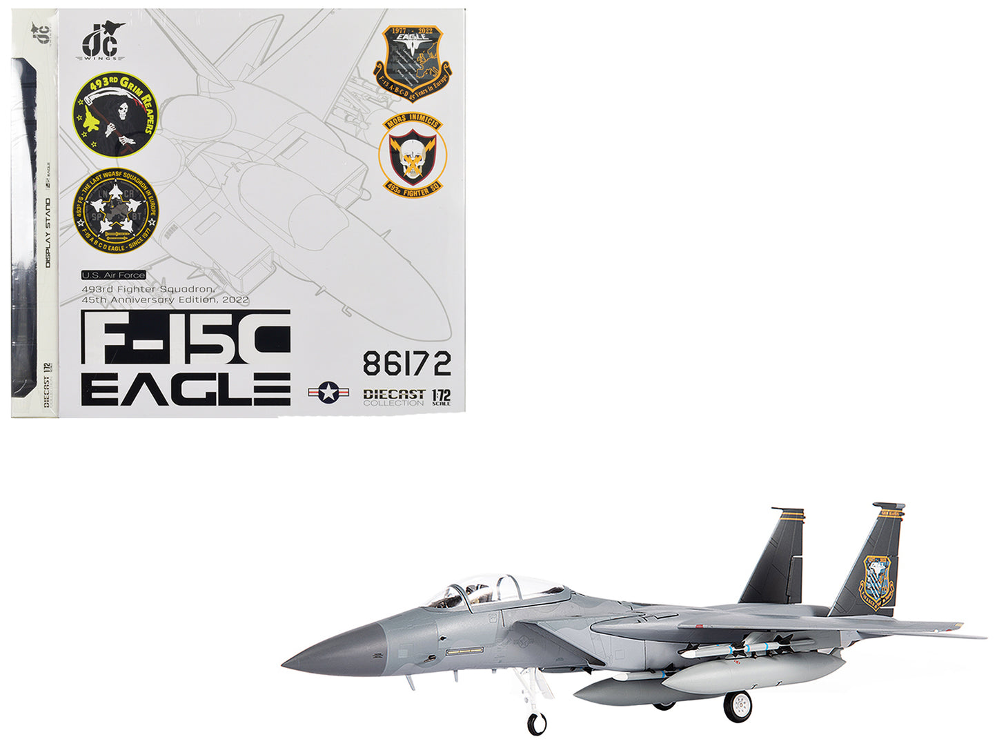 McDonnell Douglas F-15C Eagle Fighter Aircraft "493rd Fighter Squadron Grim Reapers 45th Anniversary Edition" (2022) United States Air Force 1/72 Diecast Model by JC Wings