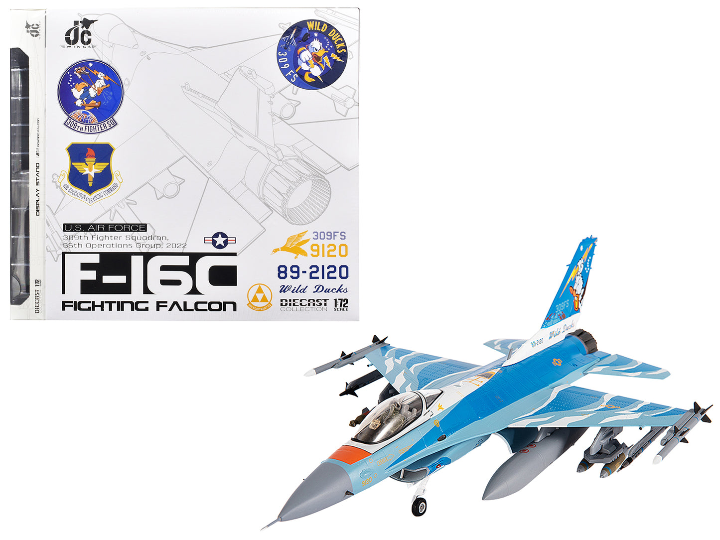 Lockheed F-16C Fighting Falcon Fighter Aircraft "309th Fighter Squadron 56th Operations Group Wild Ducks" (2022) United States Air Force 1/72 Diecast Model by JC Wings