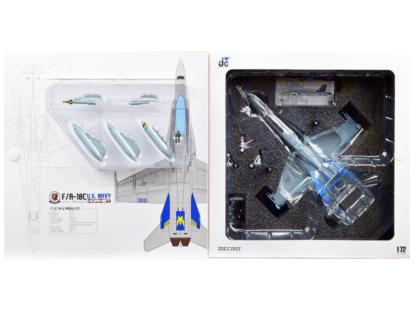 F/A-18C U.S. Navy Hornet Fighter Aircraft "VFA-82 Marauders" with Display Stand Limited Edition to 600 pieces Worldwide 1/72 Diecast Model by JC Wings