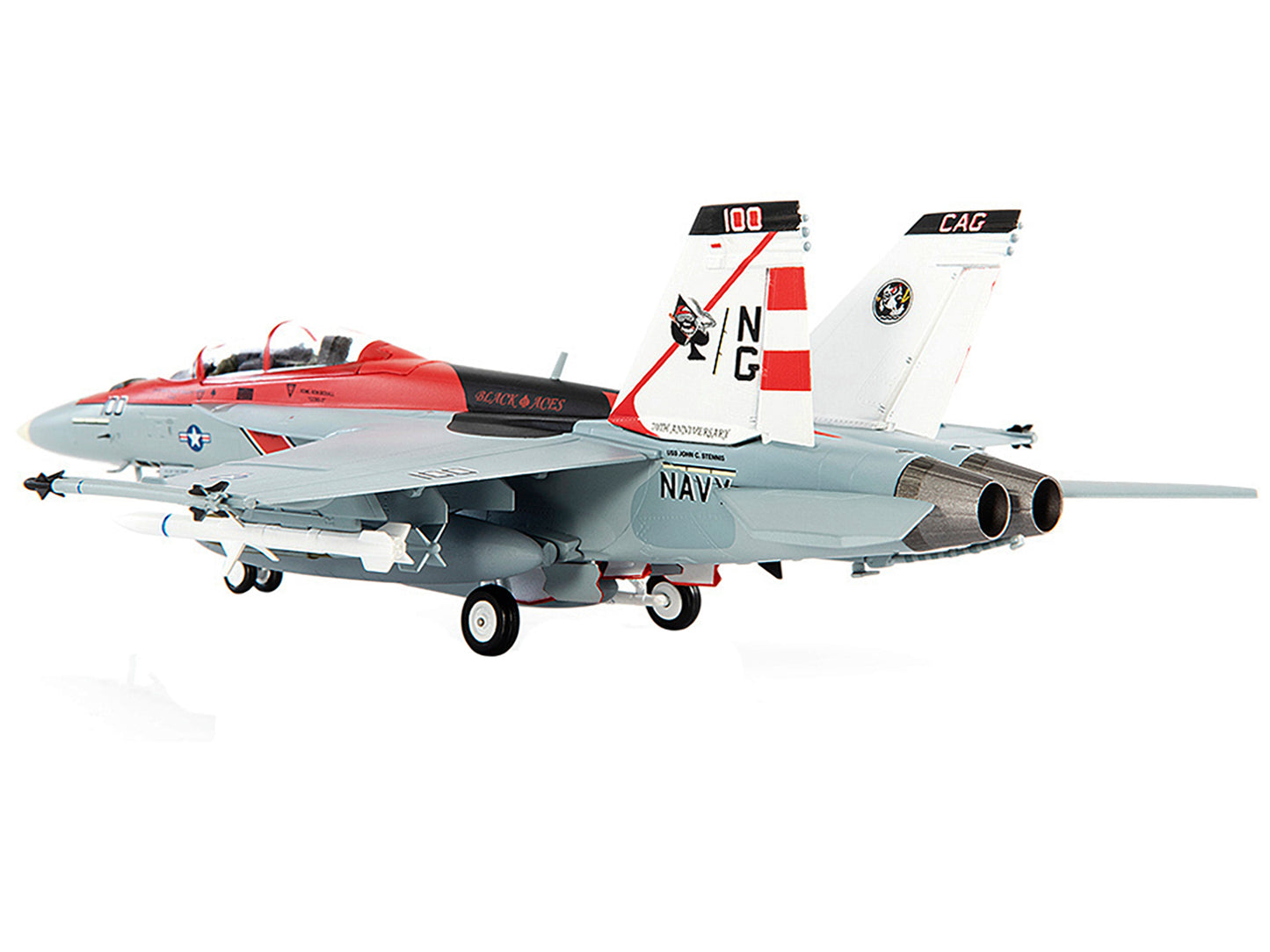 McDonnell Douglas F/A-18F Super Hornet Fighter Plane "U.S. Navy VFA-41 Black Aces USS John C. Stennis 70th Anniversary Edition" (2015) 1/72 Diecast Model by JC Wings