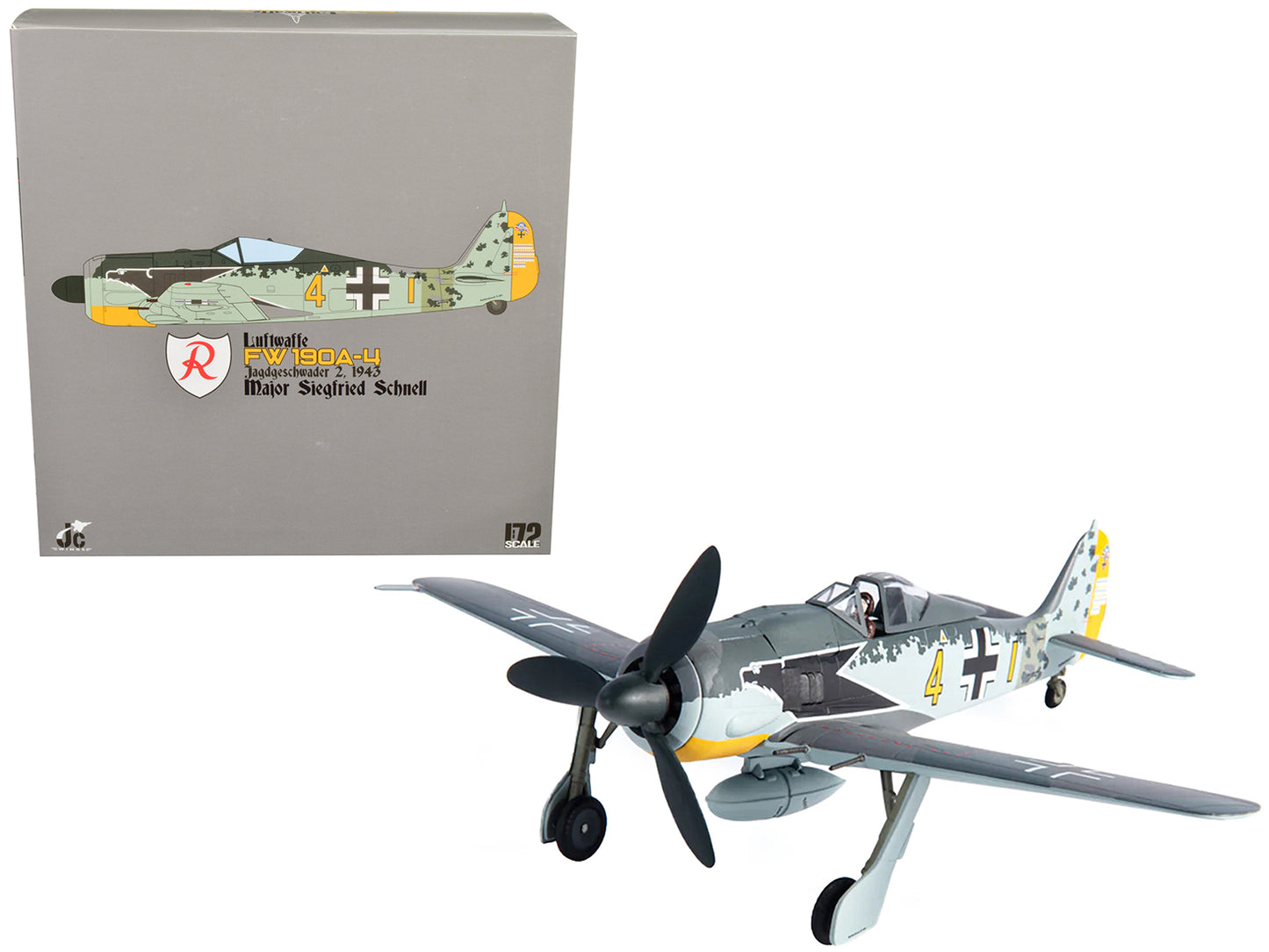 Messerschmitt FW 190A-4 Fighter Aircraft "Major Siegfried Schnell Luftwaffe JG2 France" (1943) 1/72 Diecast Model by JC Wings