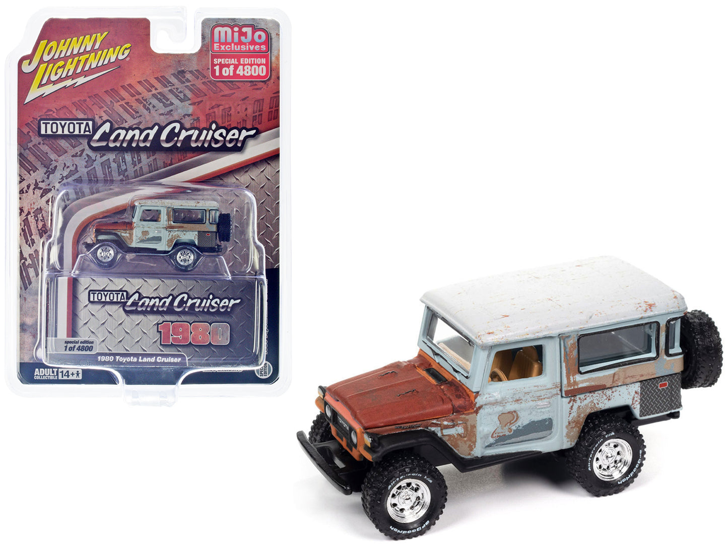 1980 Toyota Land Cruiser Gray and Red Primer (Weathered) Limited Edition to 4800 pieces Worldwide 1/64 Diecast Model Car by Johnny Lightning