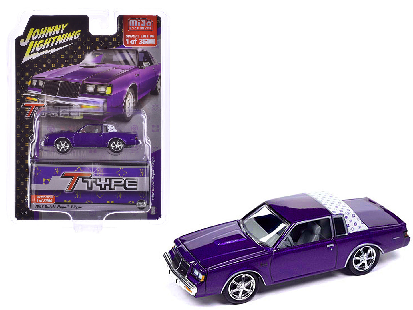 1987 Buick Regal T-Type Purple Metallic Limited Edition to 3600 pieces Worldwide 1/64 Diecast Model Car by Johnny Lightning