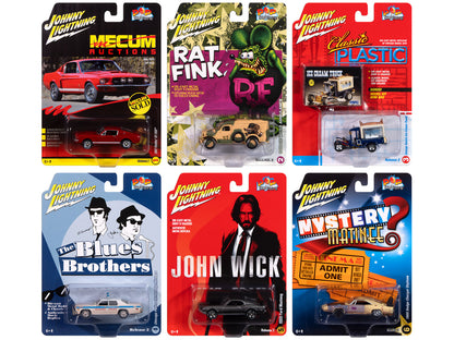 Pop Culture 2024 Set of 6 Cars Release 2 1/64 Diecast Model Cars by Johnny Lightning