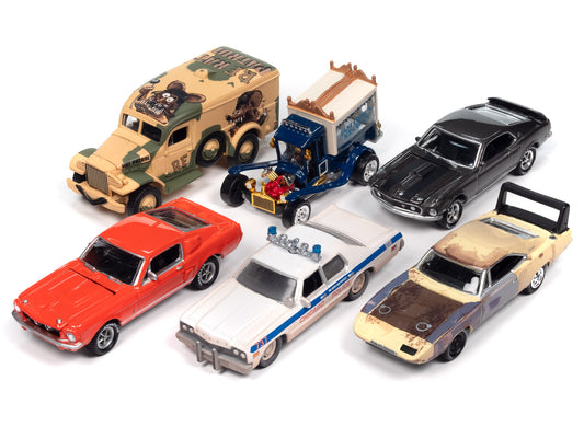 Pop Culture 2024 Set of 6 Cars Release 2 1/64 Diecast Model Cars by Johnny Lightning