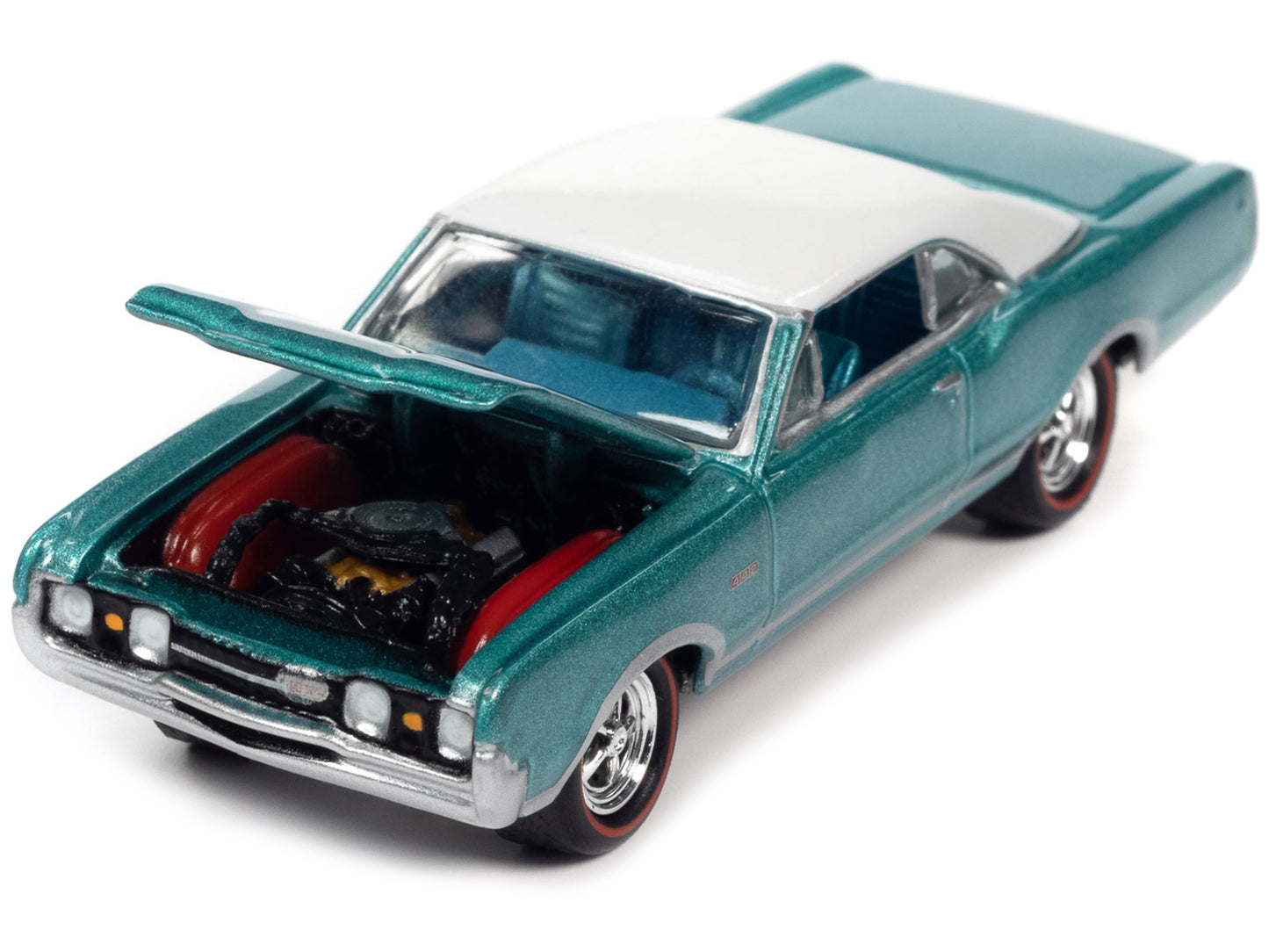 1967 Oldsmobile 442 W-30 Aquamarine Metallic with White Top "MCACN (Muscle Car and Corvette Nationals)" Limited Edition to 4164 pieces Worldwide "Muscle Cars USA" Series 1/64 Diecast Model Car by Johnny Lightning