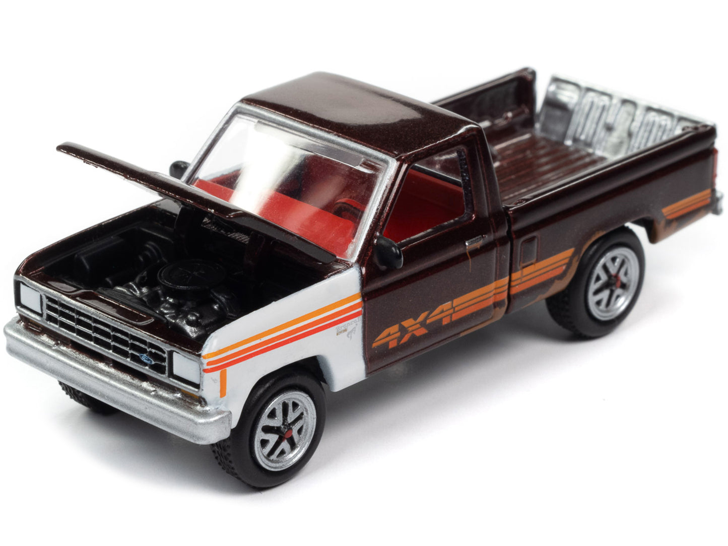 1984 Ford Ranger 4x4 Pickup Truck Medium Canyon Red Metallic with Mismatched Panels "Project in Progress" Limited Edition to 4932 pieces Worldwide "Street Freaks" Series 1/64 Diecast Model Car by Johnny Lightning