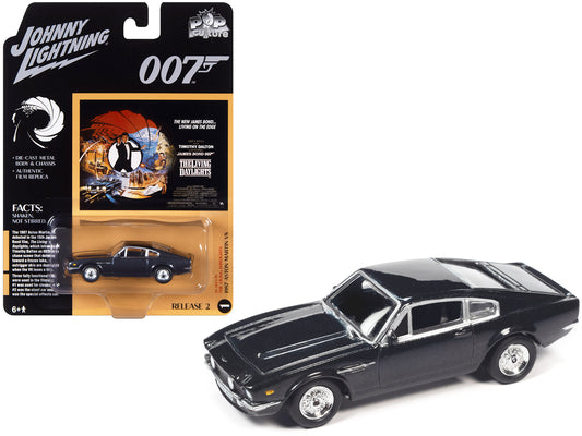 1987 Aston Martin V8 RHD (Right Hand Drive) Dark Gray Metallic (James Bond 007) "The Living Daylights" (1987) Movie "Pop Culture" 2023 Release 2 1/64 Diecast Model Car by Johnny Lightning