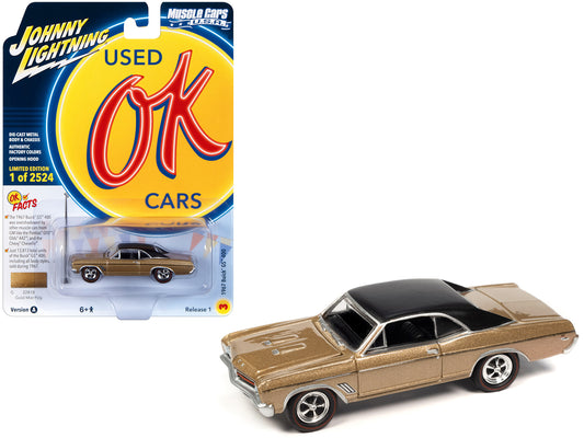 1967 Buick GS 400 Gold Mist Metallic with Matt Black Top Limited Edition to 2524 pieces Worldwide "OK Used Cars" 2023 Series 1/64 Diecast Model Car by Johnny Lightning