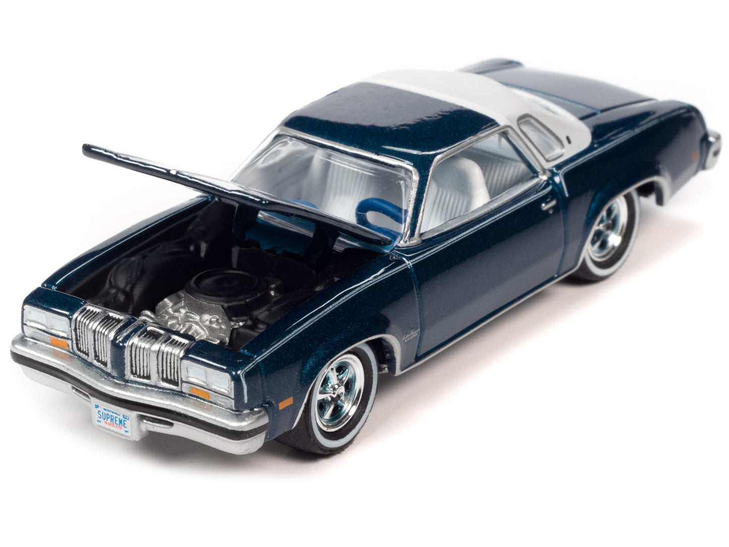 1976 Oldsmobile Cutlass Supreme Dark Blue Metallic with White Top & Interior & 1972 Buick Riviera Burnish Bronze Metallic with White Top & Interior "Super Seventies" Set of 2 Cars "2-Packs" 2023 Release 2 1/64 Diecast Model Cars by Johnny Lightning