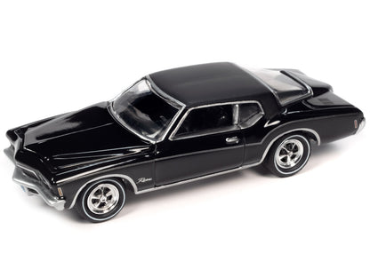 1976 Oldsmobile Cutlass Supreme Red Metallic with White Top and Interior and 1972 Buick Riviera Black "Super Seventies" Set of 2 Cars "2-Packs" 2023 Release 2 1/64 Diecast Model Cars by Johnny Lightning