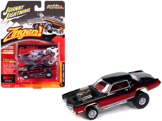 1967 Cadillac Eldorado "El Diablo" Tuxedo Black and Red Velvet Metallic "Zingers!" Limited Edition to 2620 pieces Worldwide "Street Freaks" Series 1/64 Diecast Model Car by Johnny Lightning