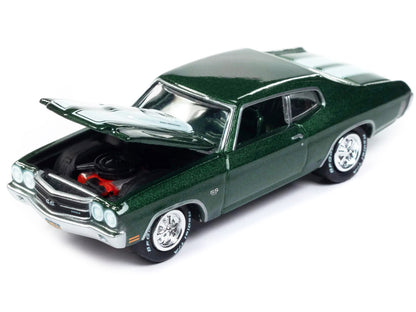 1970 Chevrolet Chevelle SS Forest Green Metallic with White Stipes "John Wick" (2014) Movie Pop Culture 2024 Release 1 1/64 Diecast Model Car by Johnny Lightning