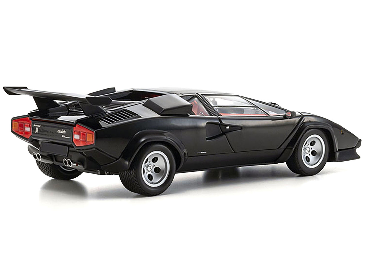 Lamborghini Countach LP 5000 Quattrovalvole Black with Red Interior 1/18 Diecast Model Car by Kyosho