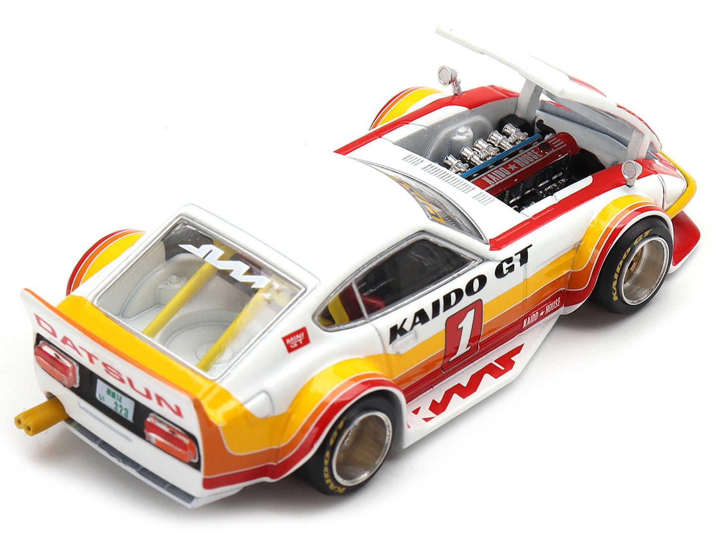 Datsun Fairlady Z Kaido GT V1 RHD (Right Hand Drive) #1 White with Stripes (Designed by Jun Imai) "Kaido House" Special 1/64 Diecast Model Car by Mini GT